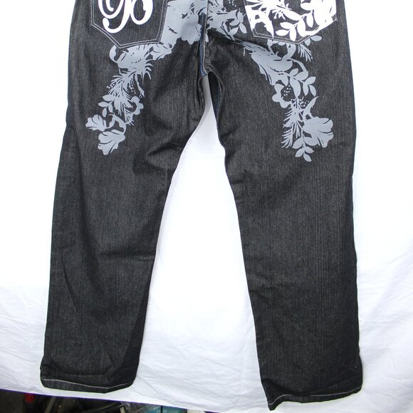 BROOKLYN XPRESS DARK BLUE MEN'S JEANS "B" 90'S GRAPHIC 36x34 BAGGY HIP HOP Y2K - Picture 9 of 9